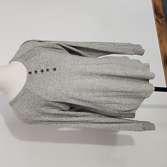 Warm & Cozy Lifestyle Top Lightweight Knit Pullover Long Sleeve Gray Size L - Picture 8 of 14
